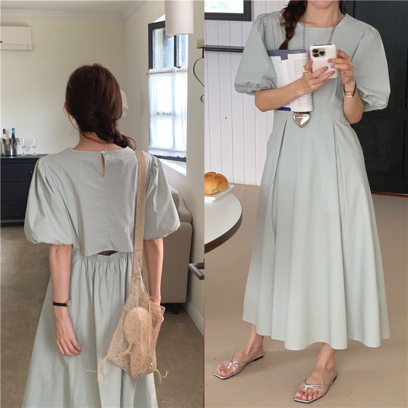 Đầm Tay Ngắn Dáng Ôm Màu Trơn Thời Trang 64111