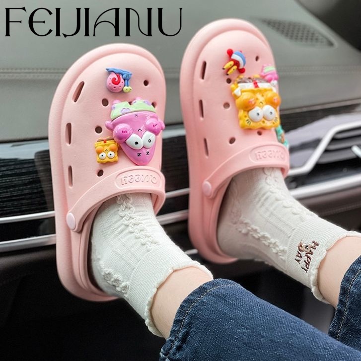 FEIJIANU dép Cross dép sandal nữ giày đi biển đáng yêu thoải mái 060303