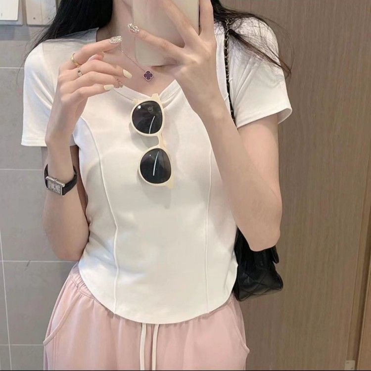 JINSHIHUI  áo croptop Áo Thun nữ baby tee Thiết kế ít eo slim hottie 2023 NEW Phong cách Thoải mái Độc đáo Thời trang A29J1PF 36Z230909