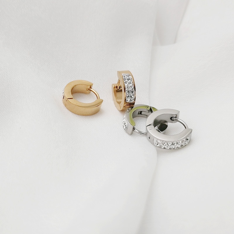 Khuyên Tai Tròn Mạ Vàng 18K Không Gây Dị Ứng Thời Trang Cho Nam Và Nữ