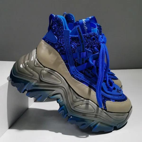 ✨Giày Thể Thao Đế Dày Tăng Chiều Cao Đính Kim Sa Thời Trang Mùa Xuân 2023 Phong Cách Châu Âu Mới