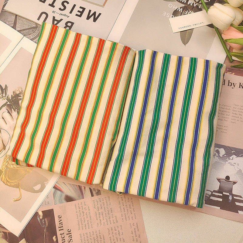 Áo Thun cotton Mỏng Dáng Rộng Tay Ngắn Cổ Tròn Họa Tiết Kẻ Sọc Màu Sắc Thời Trang Mùa Hè Phong Cách Hàn Quốc Cho Nữ