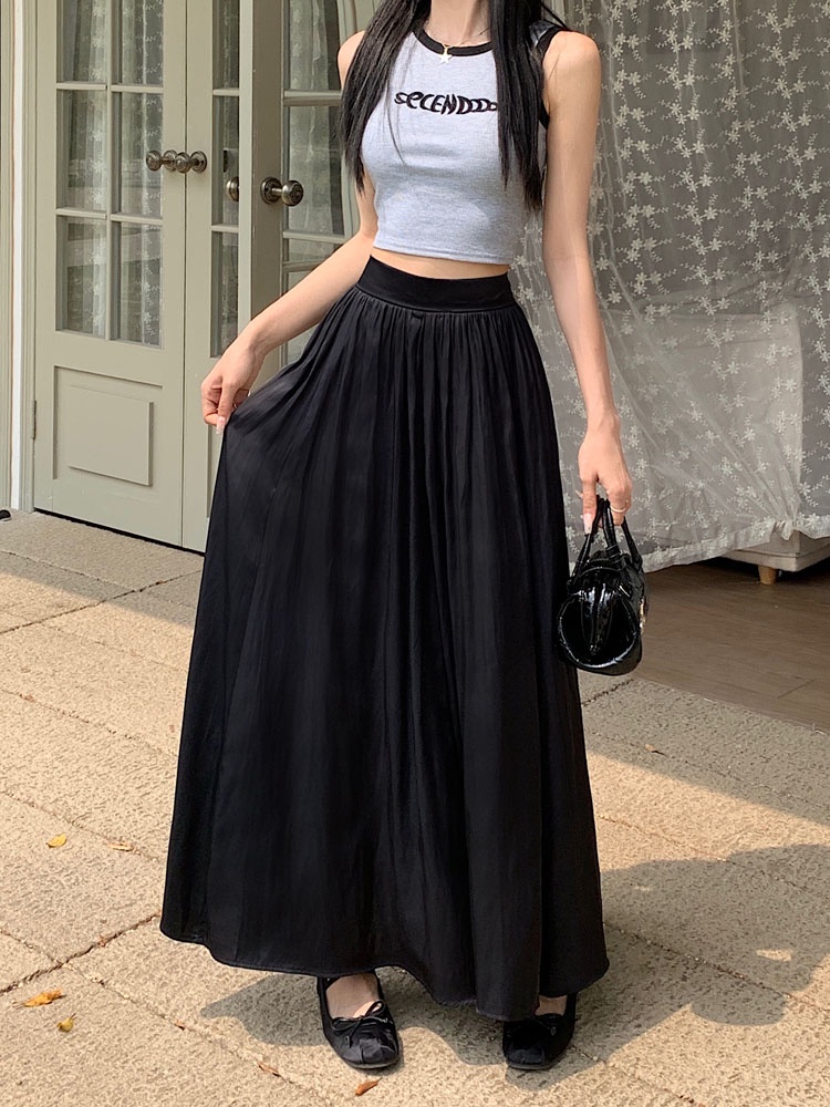 62212 Váy Satin Lưng Cao Kiểu Pháp Mới