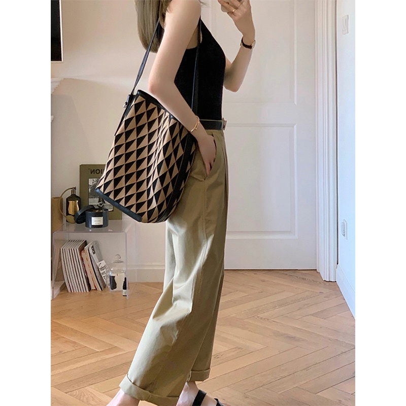 Quần Kaki Ống Suông Lưng Cao Thời Trang Cá Tính 62337