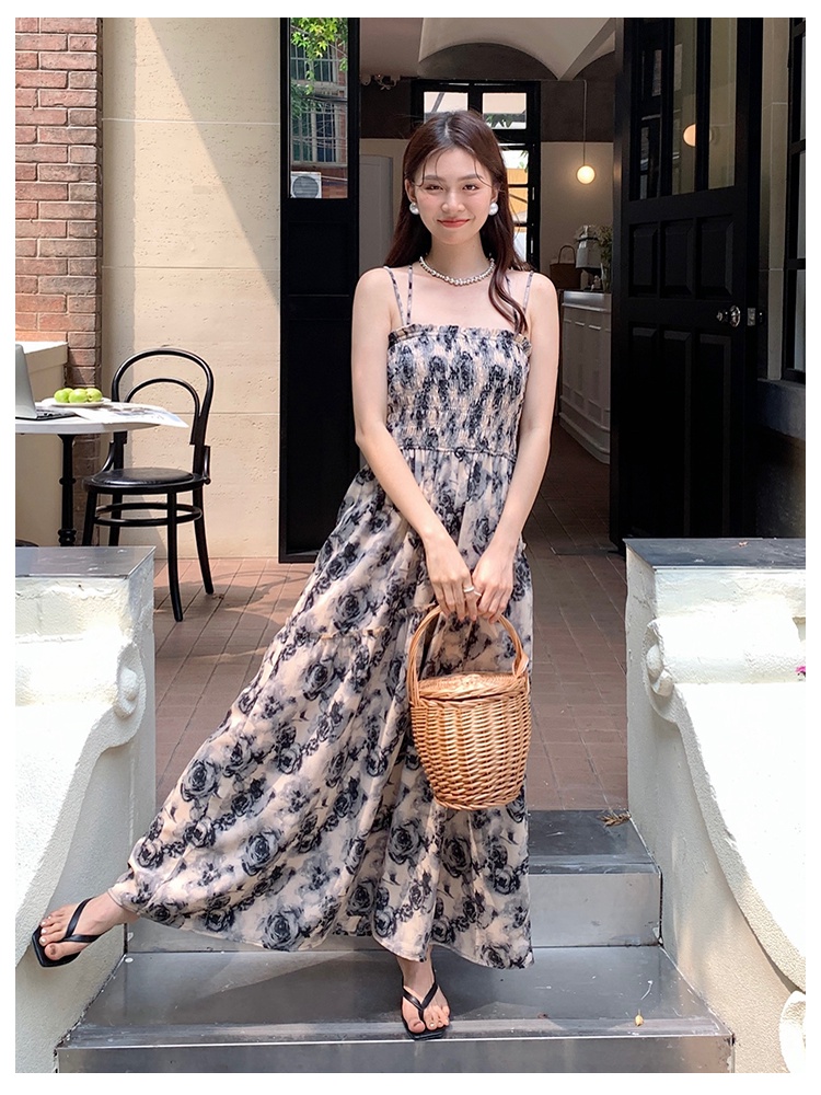 Đầm Dây Chiffon In Hoa Phong Cách Pháp Quý Phái 62396