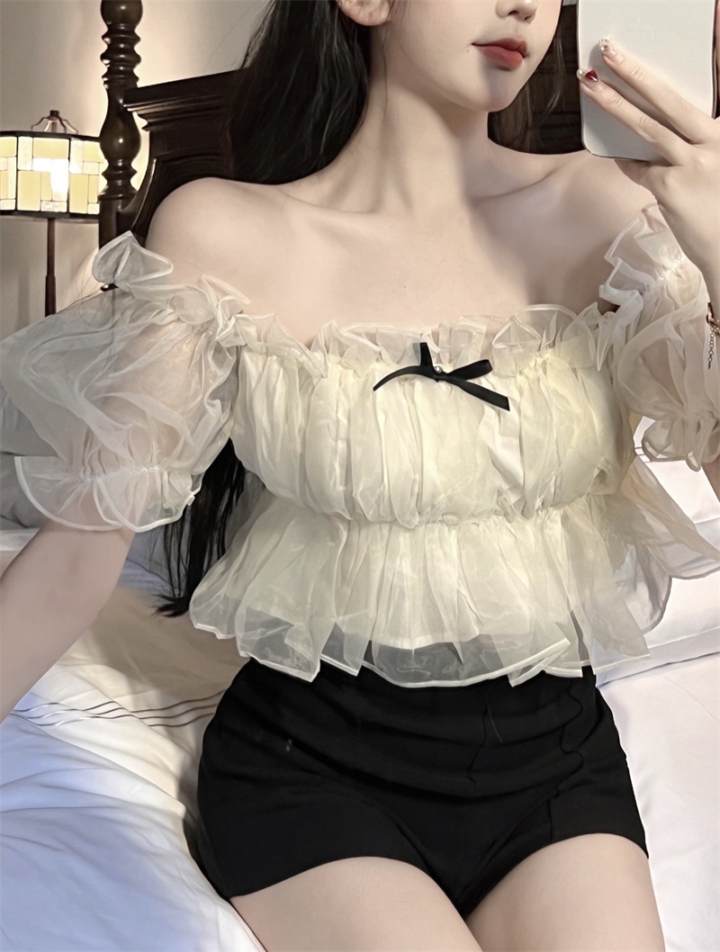 One Áo chiffon Tay Phồng Trễ Vai Thời Trang Mùa Hè Dành Cho Nữ