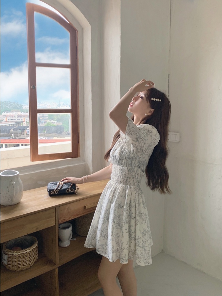 Đầm Ngắn In Hoa Thời Trang Mùa Hè Cho Nữ