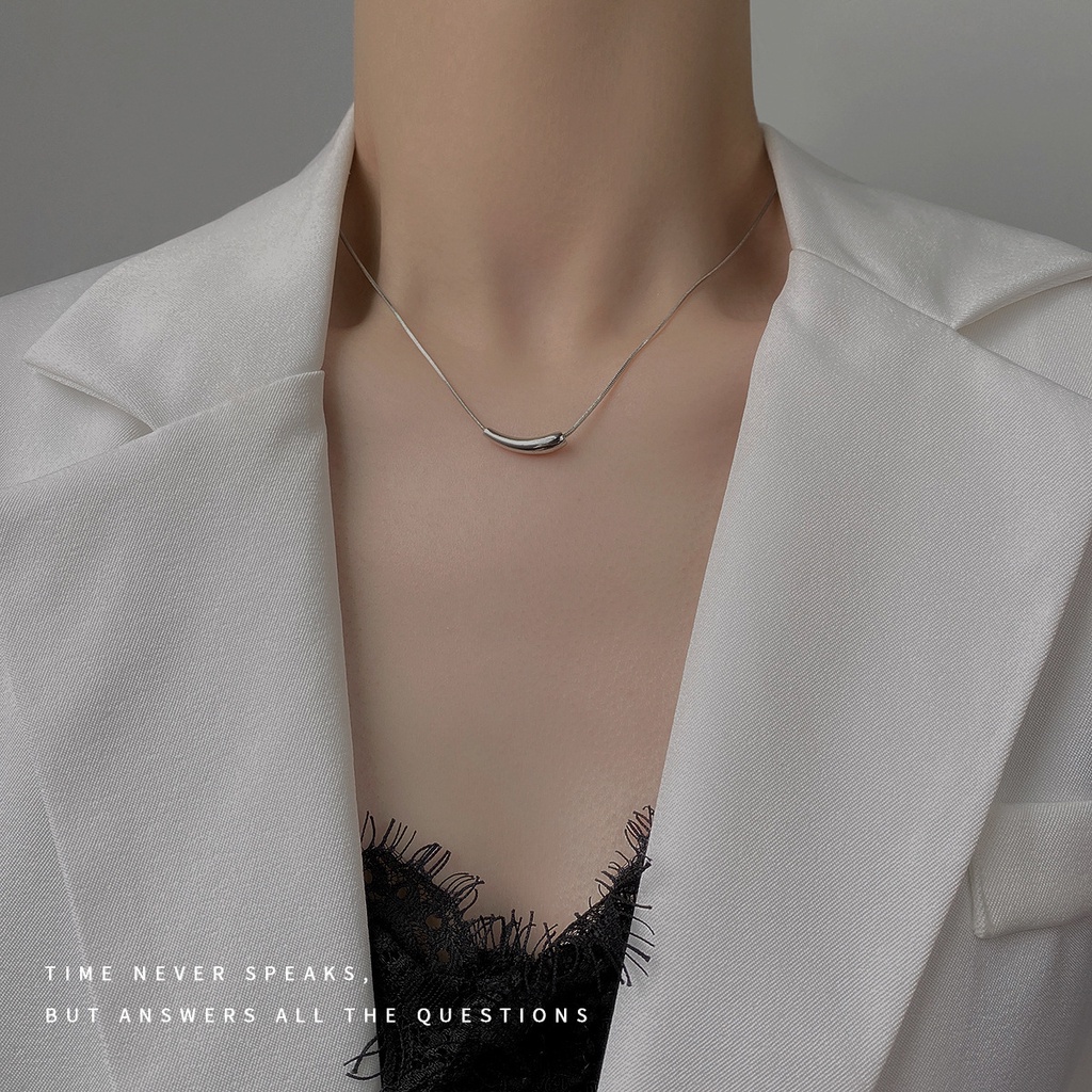 Vòng cổ Bạc Mặt Hình Cà Tím Nhỏ Đơn Giản Phong Cách Joker ins niche Thiết Kế Giọt Nước Cho Nữ