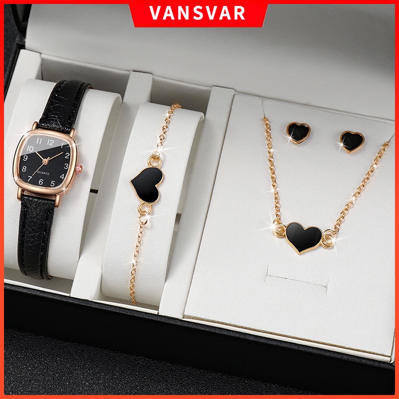 Đồng Hồ Quartz Nữ Mặt Vuông Nhỏ Xinh Không Kèm Hộp Đựng