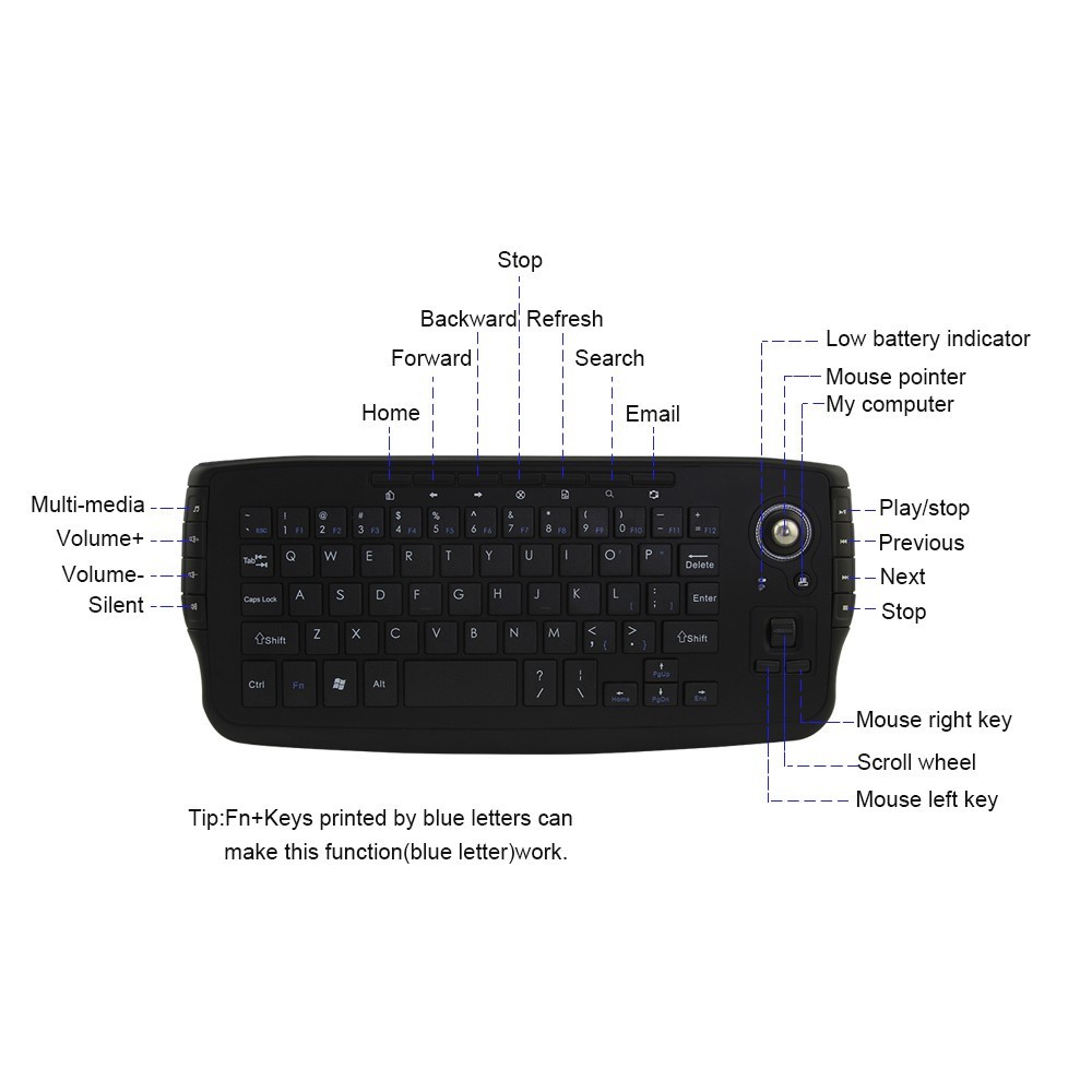 Bàn PhíM Mini Không Dây 2.4g VớI ChuộT Bay Đa Phương TiệN Cho Android Smart TV BOX PC Notebook