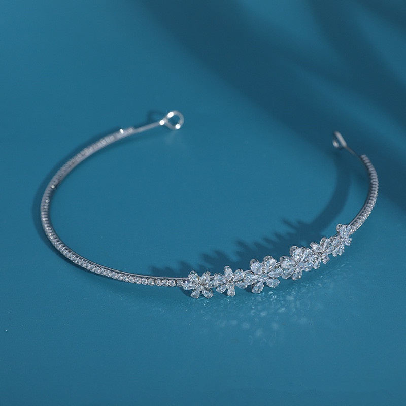 Vương Miện Cài Tóc Bằng Đồng Thau Đính Đá Zircon Kiểu Dáng Đơn Giản Ngọt Ngào