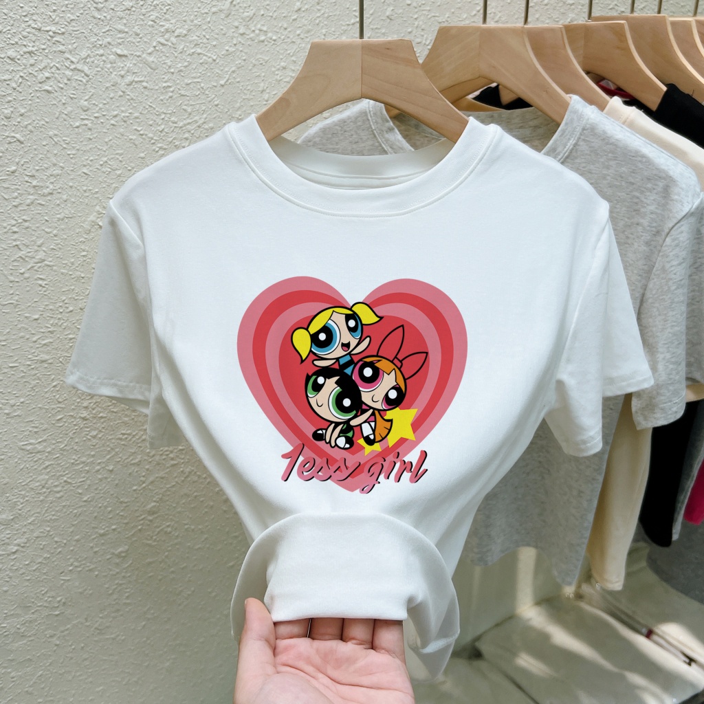 Áo Thun Cộc Tay Dáng Ôm In Họa Tiết 63213