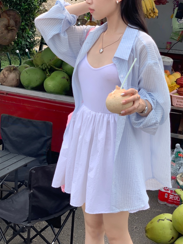 Áo Sơ Mi Nữ Dài Tay Mỏng Thoáng Khí Phong Cách Mùa Hè Mới 63636