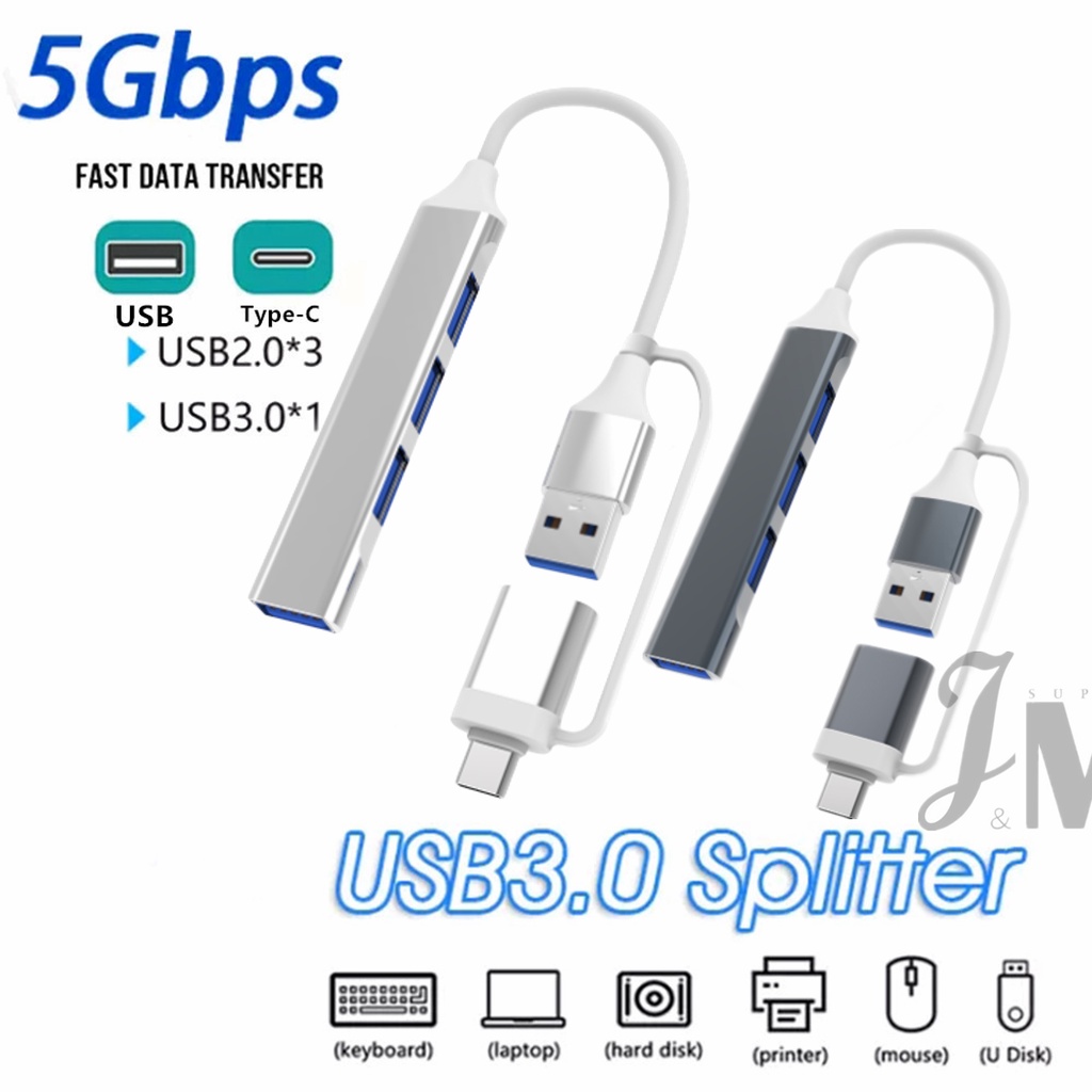 Bộ Chia 4 Cổng USB 3.0 Tốc Độ Cao OTG Cho Máy Tính / Laptop Android