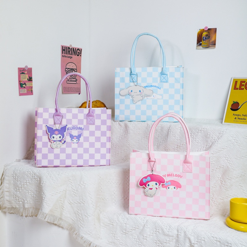 Túi Đựng Đồ Trang Điểm Bằng Vải Nỉ Sức Chứa Lớn In Hình Sanrio Kuromi Melody Cinnamoroll Dễ Thương Làm Quà Sinh Nhật