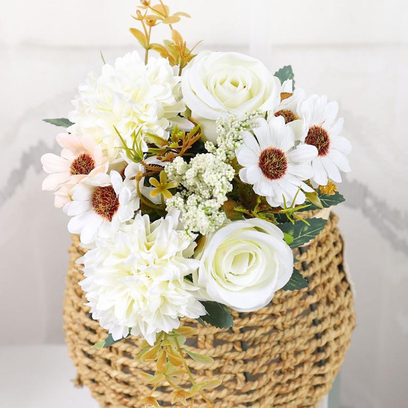 Bó Hoa Cúc Giả Màu Sắc Tươi Sáng Phong Cách Châu Âu Trang Trí Nhà Cửa / Tiệc Cưới DIY