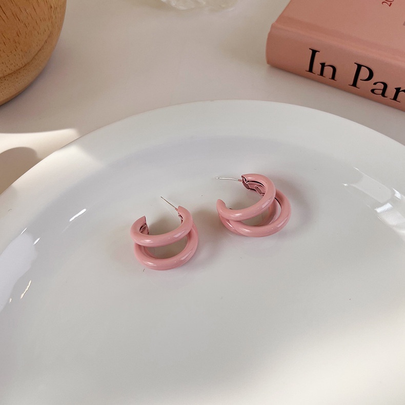 XiaoboACC Bông Tai Mạ Bạc 925 Hình Tròn Phong Cách Hàn Quốc Dành Cho Nữ