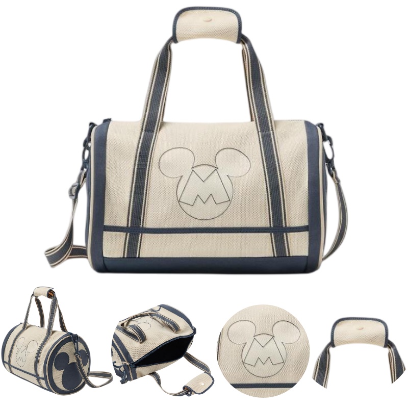 Túi Xách Đeo Vai Vải Bạt Nhẹ Hình Trụ In Hình Chuột Mickey Thời Trang Nữ