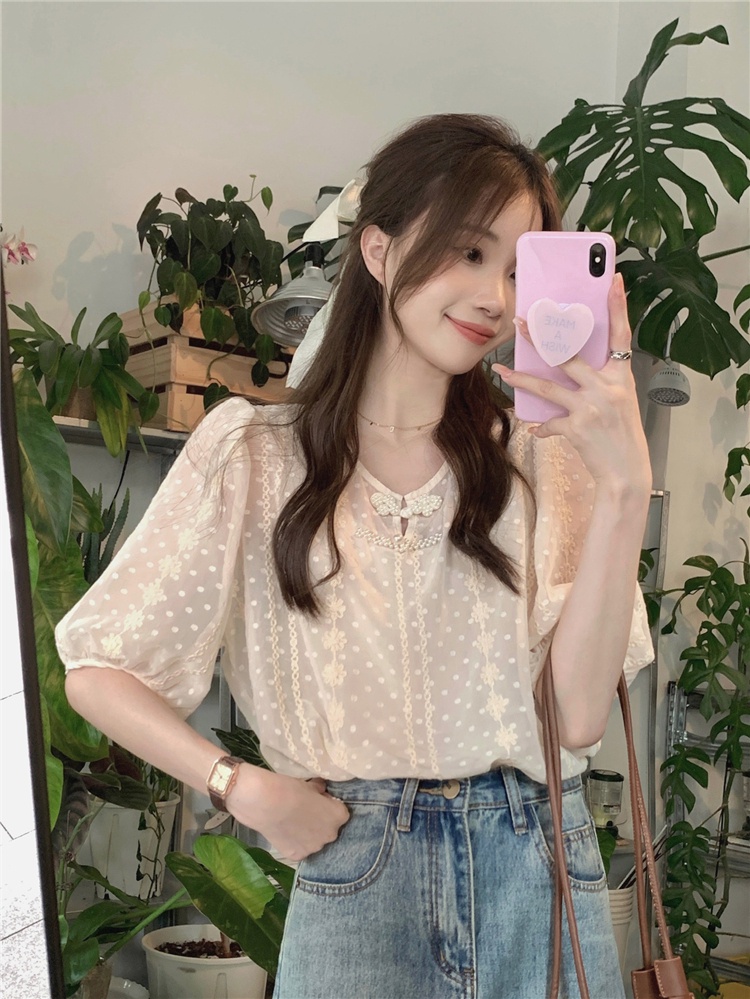 Áo Ren Cổ Tròn Dáng Rộng 64335