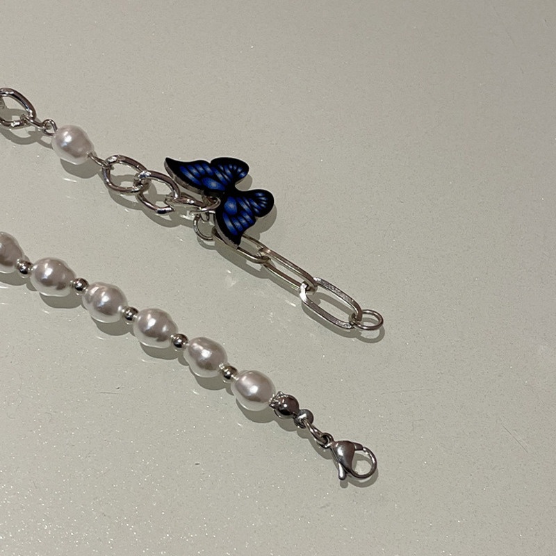 Vòng cổ Hình Bướm Đính Ngọc Trai Sang Trọng Phong Cách Hiphop