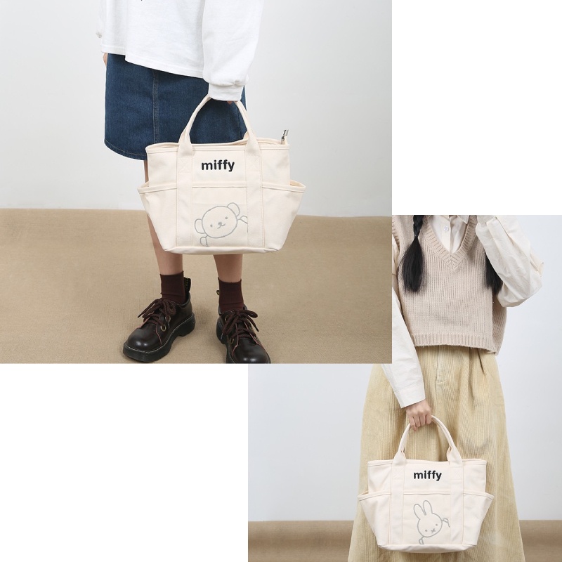 Túi Xách Canvas Ngăn Rộng In Hình Miffy Boris