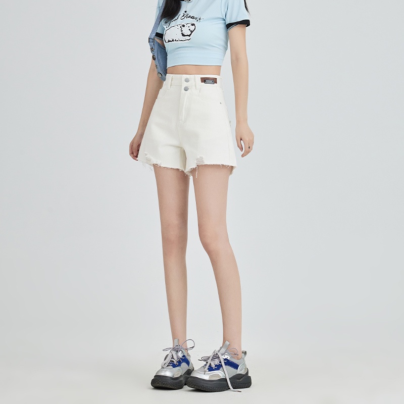 Quần Short denim Mỏng Lưng Cao Ống Rộng Mùa Hè Kiểu Dáng Mới Cho Nữ