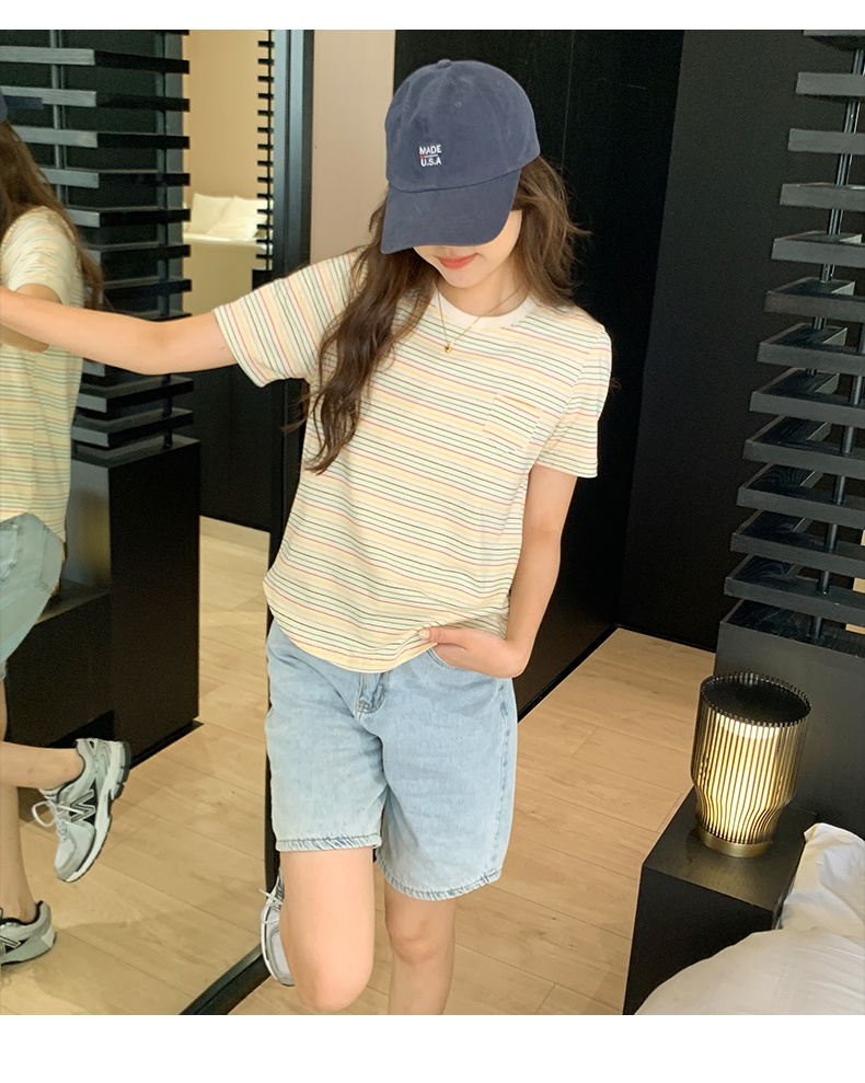 Áo Thun Cổ Tròn Sọc Cầu Vồng 64535