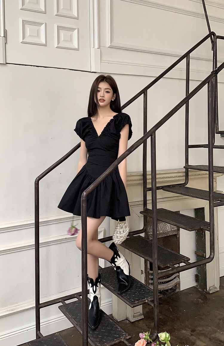 64968 Đầm Dáng Ôm Xếp Ly Phong Cách Pháp Thời Trang Xuân Hè Hàng Mới