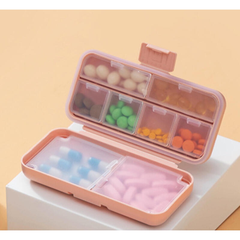 Hộp Đựng Thuốc Đi Du Lịch Nhỏ Có Nắp Đậy Kín Đôi Kèm Vòng Cao Su silicone.