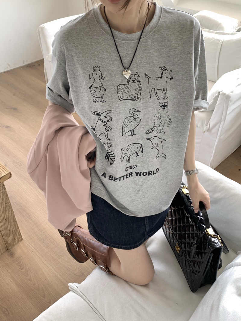 Áo Thun Cộc Tay Dáng Rộng In Chữ 65241