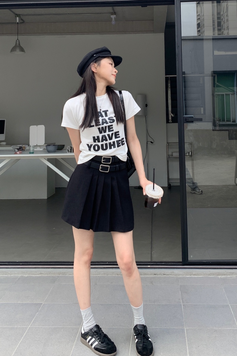 Chân Váy Chữ A Xếp Ly Phối Thắt Lưng Màu Đen Dễ Phối Đồ Thời Trang 65238