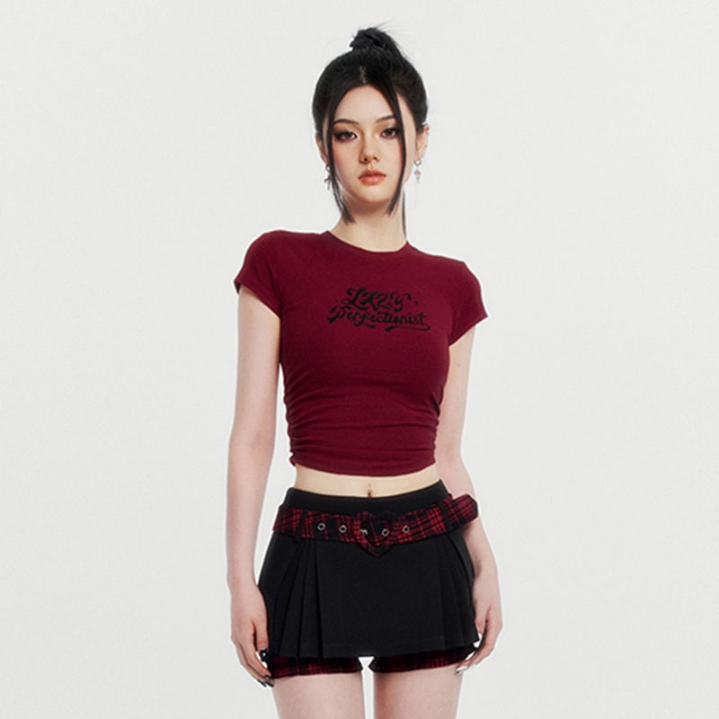 COWGIRL  Áo croptop áo thun baby tee nữ âu mỹ chất cạp cao Cổ tay ngắn in họa tiết vintage Độc đáo Chic Thanh lịch Korean Style A29J1QY 36Z230909