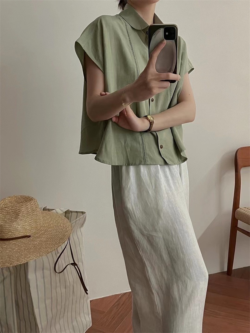 Áo Sơ Mi Cổ POLO Dáng Ngắn Thời Trang Đơn Giản 65439