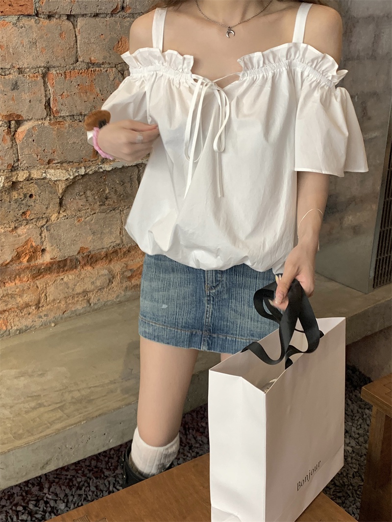 65414 Áo Trễ Vai Thắt Dây