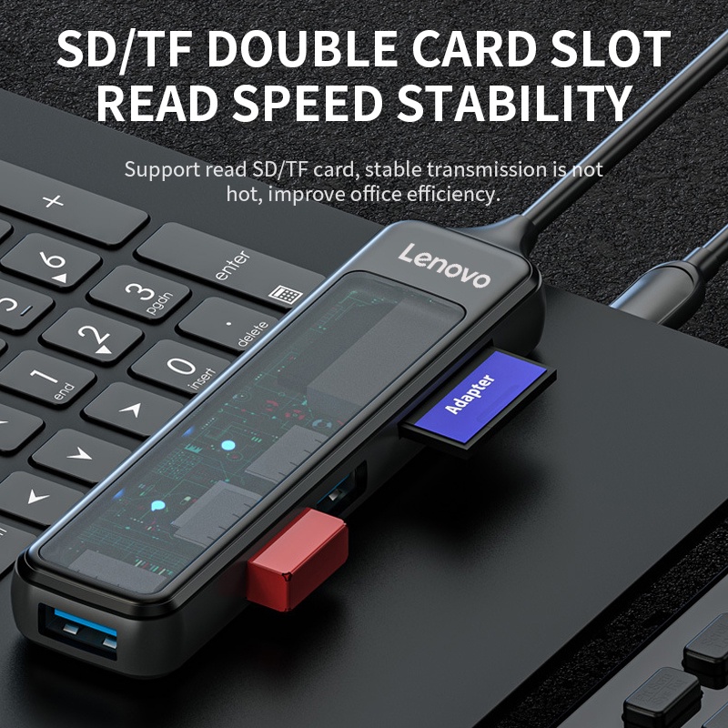 LENOVO Bộ Hub USB 3.0 Hub SD / TF 5 Trong 1 Cho PC