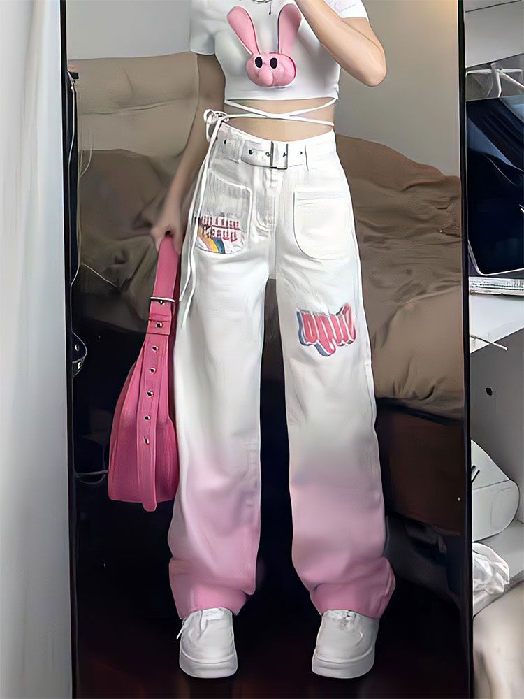 Quần Jean Màu Hồng Của Mỹ Cho Phụ Nữ, style đường phố, hiphop girl, quần nữ