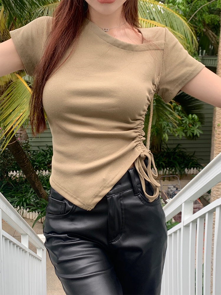 Áo Thun Cộc Tay Phối Dây Rút Thời Trang Cá Tính 65524