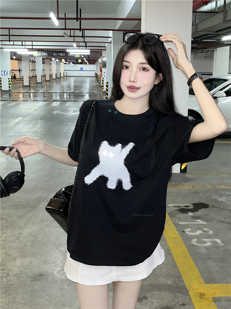 Áo Thun Dáng Ngắn In Họa Tiết Mèo Phong Cách Hàn Quốc Thời Trang Mùa Hè Hàng Mới 65559