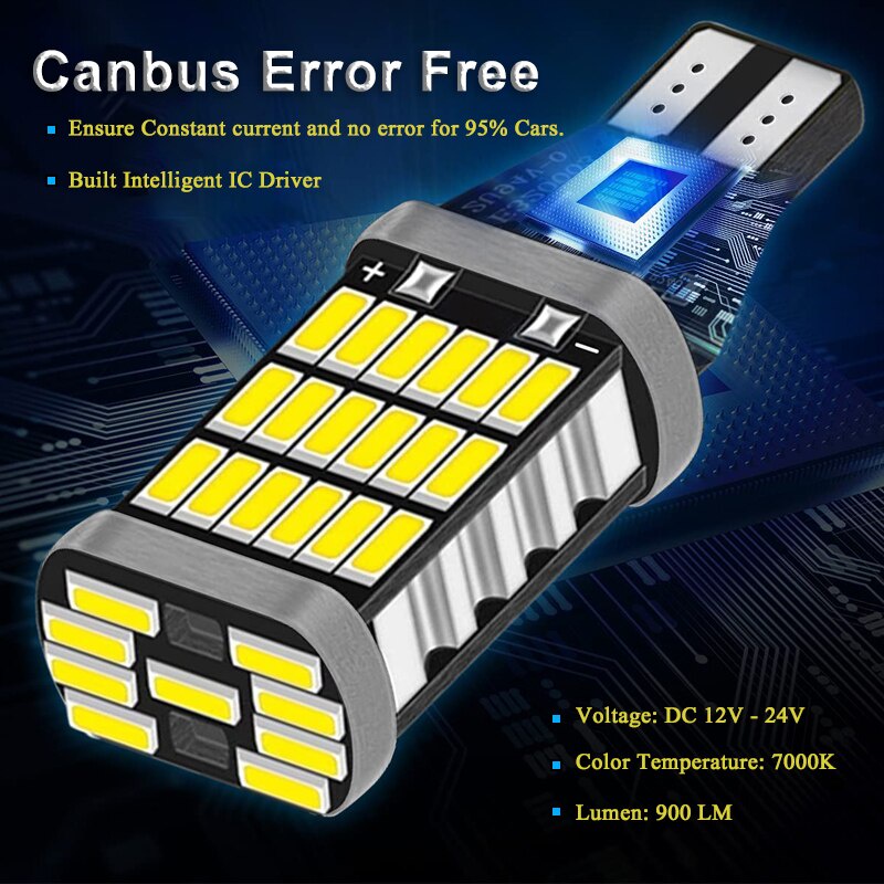 1 Đèn LED T15 W16W 12V / 24V 4014 SMD 7000L Siêu Sáng Cho Xe Hơi / Xe Tải