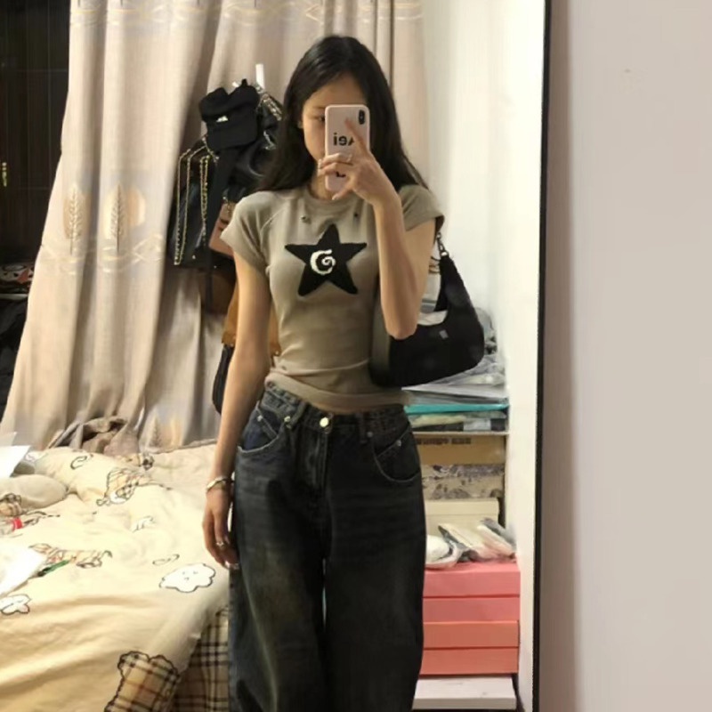 Áo Thun Ngắn Tay Ôm Dáng Gợi Cảm Theo Phong Cách Retro