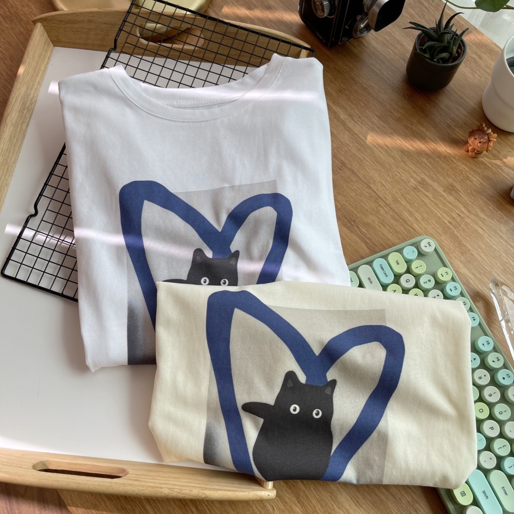 Áo Thun In Hình Mèo Mới Cho Nữ