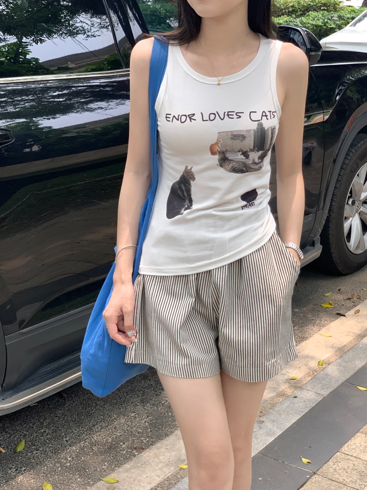 Áo Thun Cộc Tay In Hình Mèo Dễ Thương 63867