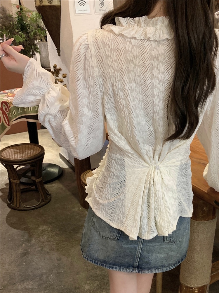 Áo Sơ Mi Cổ Chữ v Tay Dài Phong Cách Hàn Quốc Kiểu Mới 64024