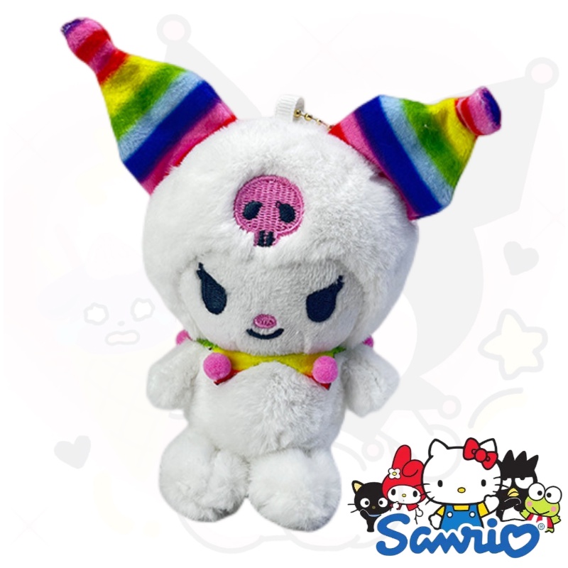 Móc Khóa Búp Bê Nhồi Bông Mini 8cm Sanrio Cầu Vồng Kuromi Dễ Thương