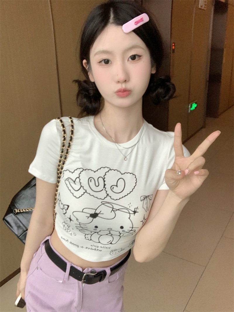 Áo Thun Ngắn Tay Ôm Dáng Thiết Kế Lệch Tà Cá Tính