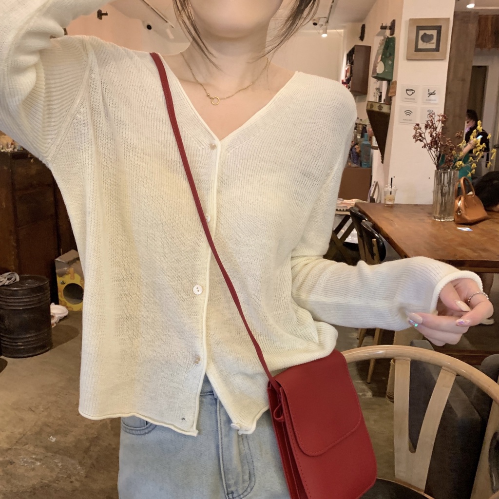 Áo Khoác Cardigan Dệt Kim Tay Dài Cổ Chữ V Thời Trang Mùa Thu 66757