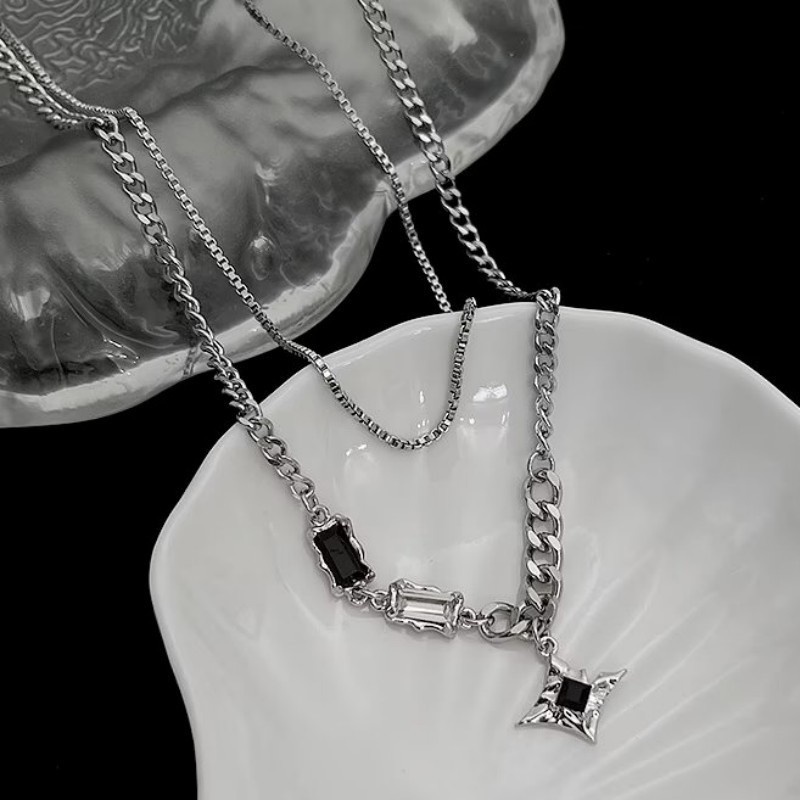 Vòng cổ Nhiều Lớp Hình Ngôi Sao Đính Đá Sang Trọng Phong Cách Retro