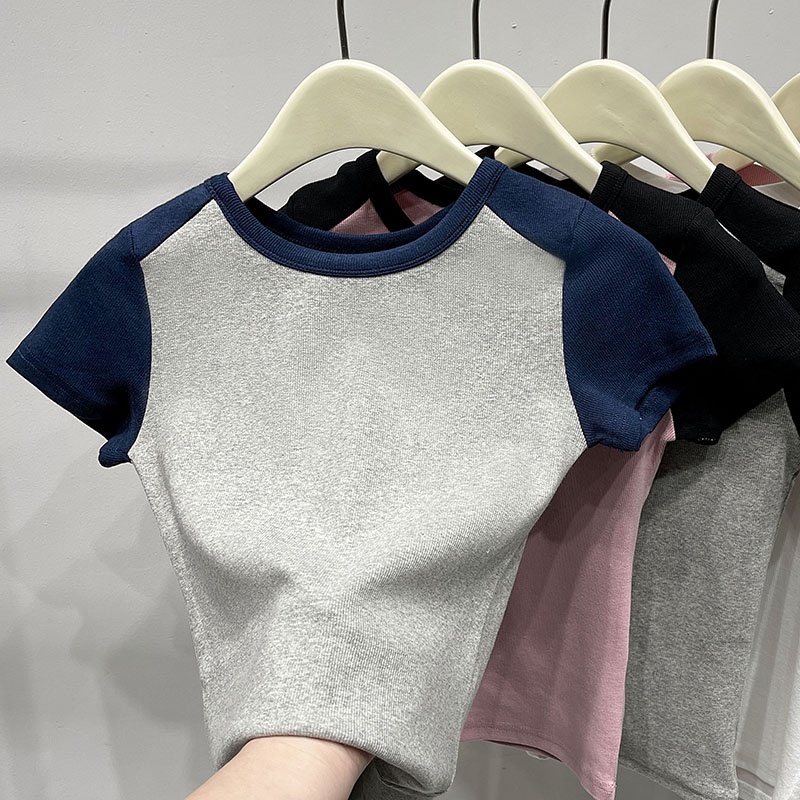 Áo Thun Dáng Ôm Phối Màu Tương Phản Thời Trang Mới 62557