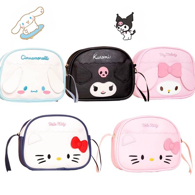 Túi Đeo Chéo Da PU Hình Cinnamoroll Kitty Dễ Thương
