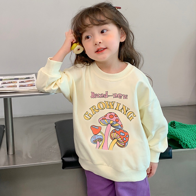 Ready stocks 2-10y áo khoác trẻ em cotton giản dị ngọt ngào áo chui đầu mồ hôi dễ thương áo sơ mi rời vừa vặn mùa thu dài tay thời trang cho bé gái